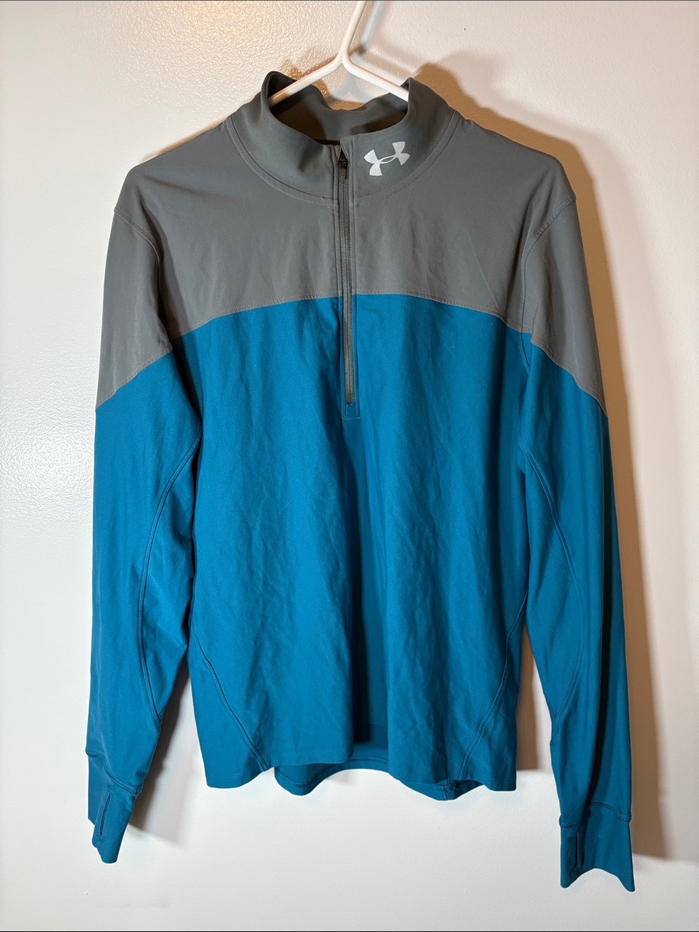 Under Armour Teal and Gray Half-Zip Performance Pullover Heatgear